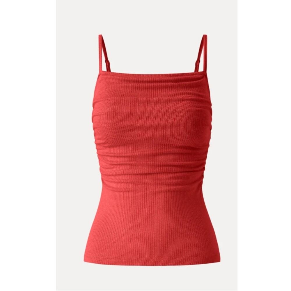 OGL Soft Textured Bra Tank Top Red Medium Padded Adjustable Spaghetti Strap NWT